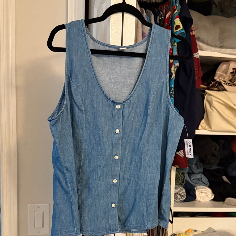 Old Navy Light Blue Button-Front Blouse